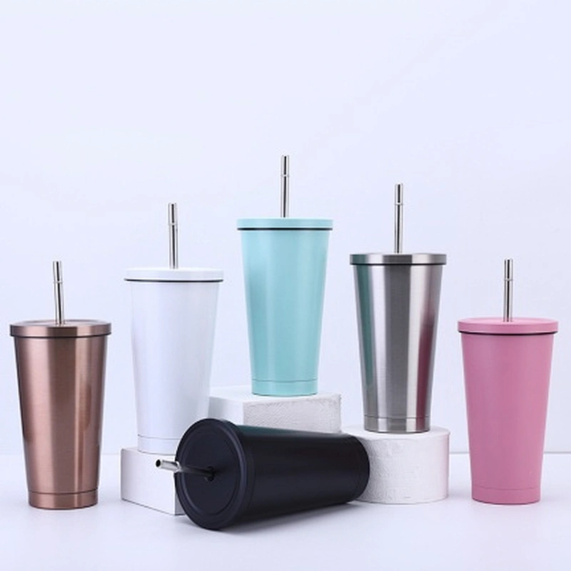 500 ML 700 ML vacuum thermal mug , with 304 s/s inner 201 s/s outer paint coating, stainless steel straw